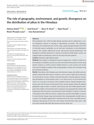 The role of geography, environment, and genetic divergence on the distribution of pikas in the Himalaya