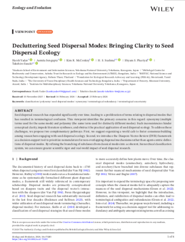 Decluttering Seed Dispersal Modes: Bringing Clarity to Seed Dispersal Ecology